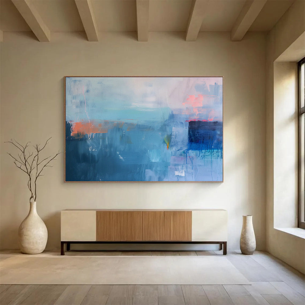 Blue - Toned Abstract Composition Art for Modern Lounge Bar DLZ2862