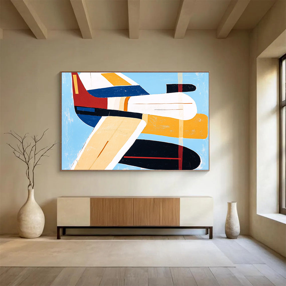 Color - Blocked Aircraft Art for Aviation Museum & Modern Office Lounge SC040