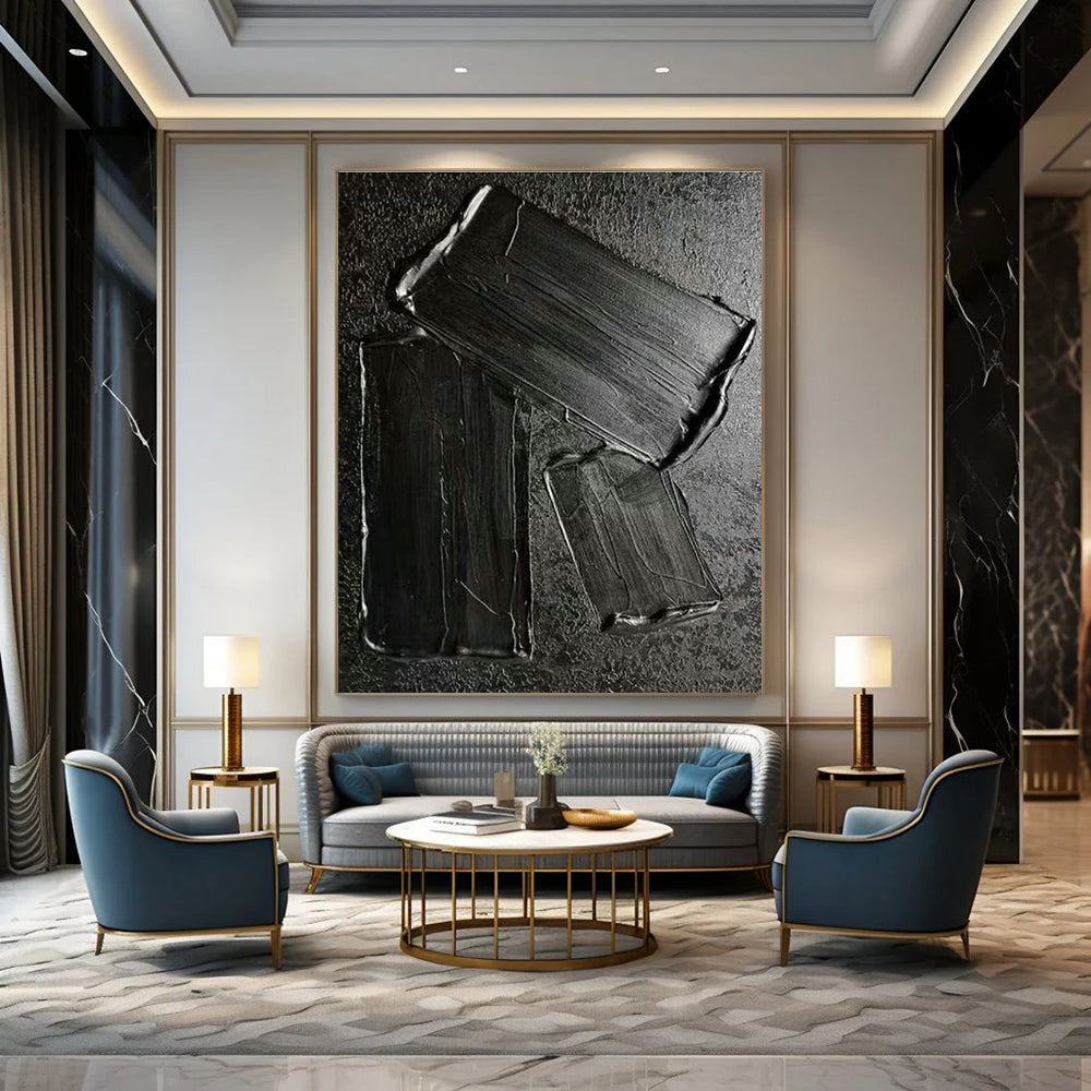Black Paste - Textured Art for Industrial Bar & Minimalist Study DLZ1340