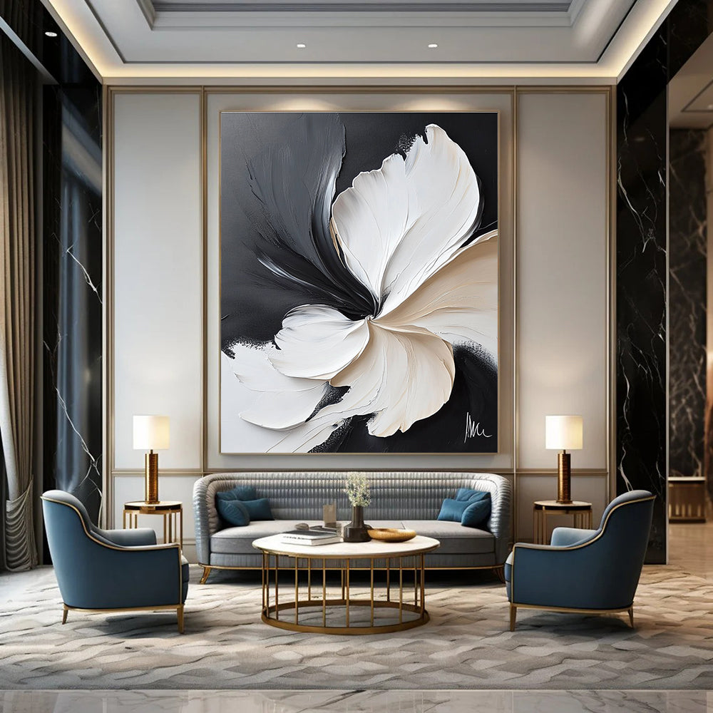 Black and White Flower for Dramatic Entryway & Modern Art Studio STSC514