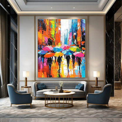 Colorful Umbrella Cityscape for Trendy City Apartment & Art - Loving Café STSC849