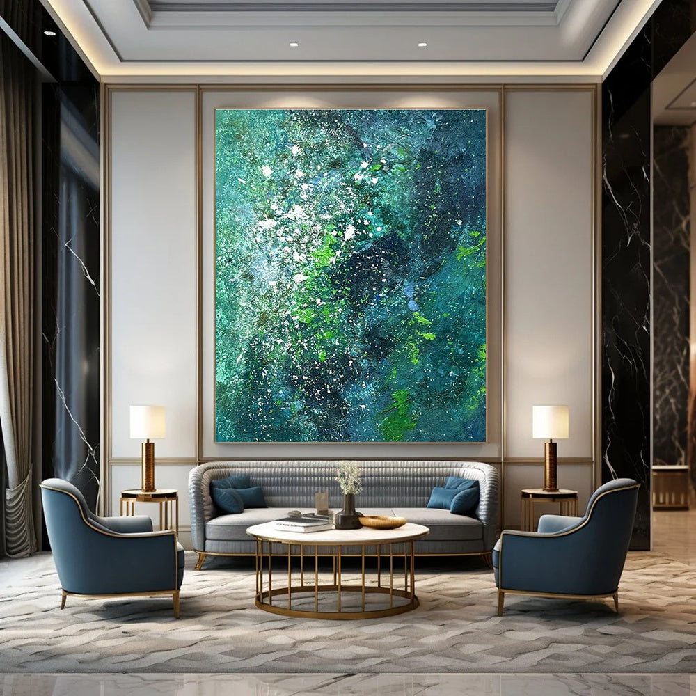 Blue - Green Starry Art for Cosmic - Themed Bar & Nature Lover’s Lounge DLZ1036