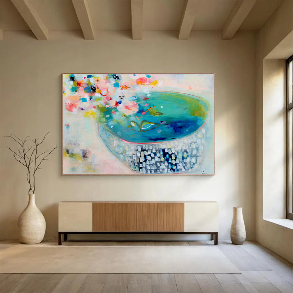 Blue - Bowl Floral Abstract Art for Charming Tea Rooms DLZ2446