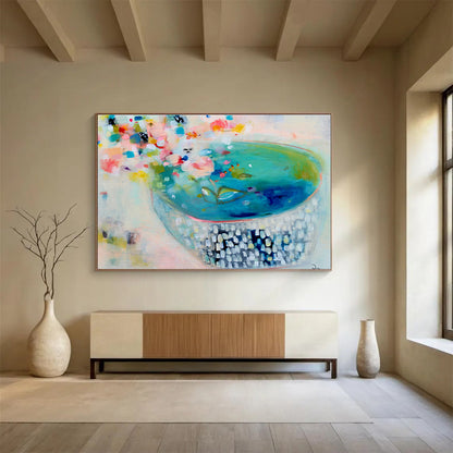 Blue - Bowl Floral Abstract Art for Charming Tea Rooms DLZ2446