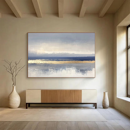 Gray - Gold Sea Abstract Art for Luxury Yacht Club & Modern Beach House SC038
