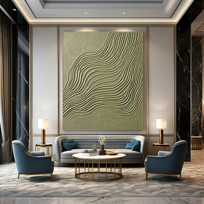 Wavy Lines in Green for Modern Eco - Friendly Café & Nature - Inspired Office STSC940