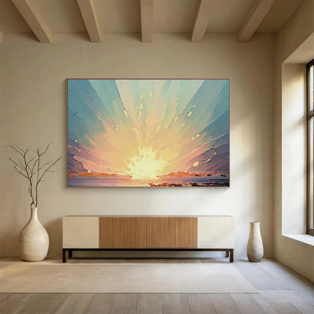 Vibrant Sunrise Abstract Art for Inspirational Yoga Studio DLZ3049