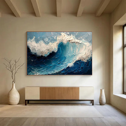 Textured Wave Oil Painting for Nautical - Themed Yacht Club Dining Halls DLZ3150