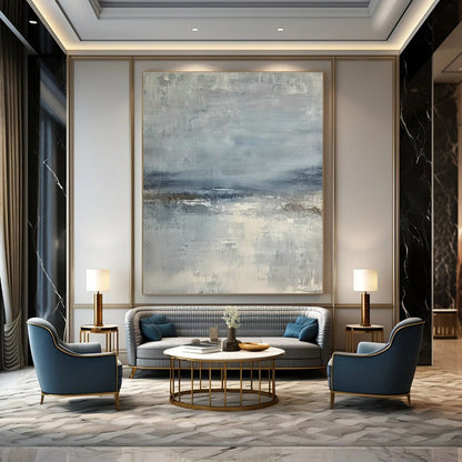 Blue - Gray Textured Abstract Art for Coastal Home Beach Cottage & Mindfulness Meditation Space DLZ1747