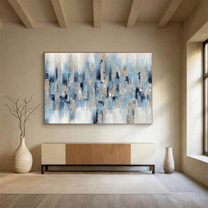 Blue - Gold Urban Abstract for Modern Corporate Lobby DLZ2985