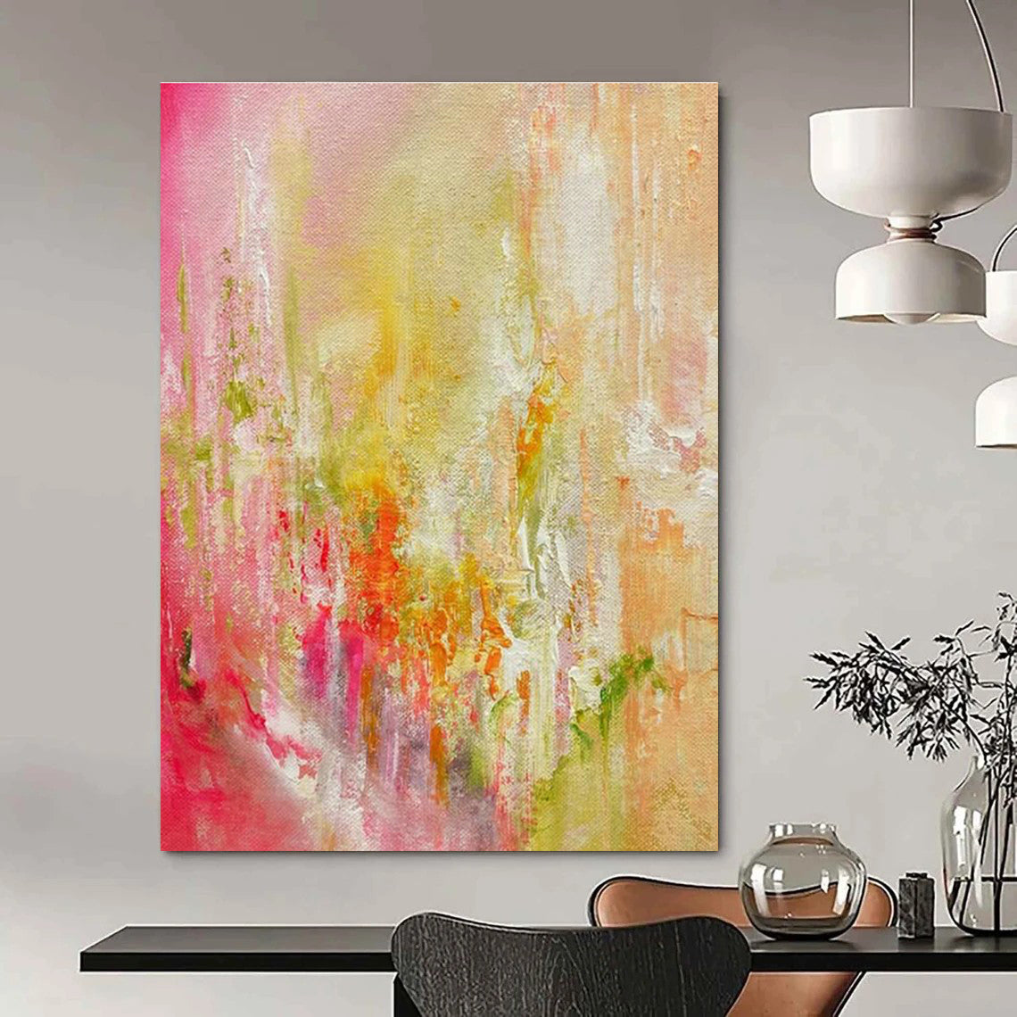 Pink - Yellow Abstract Art for Home Nursery Play Zones DLZ0055
