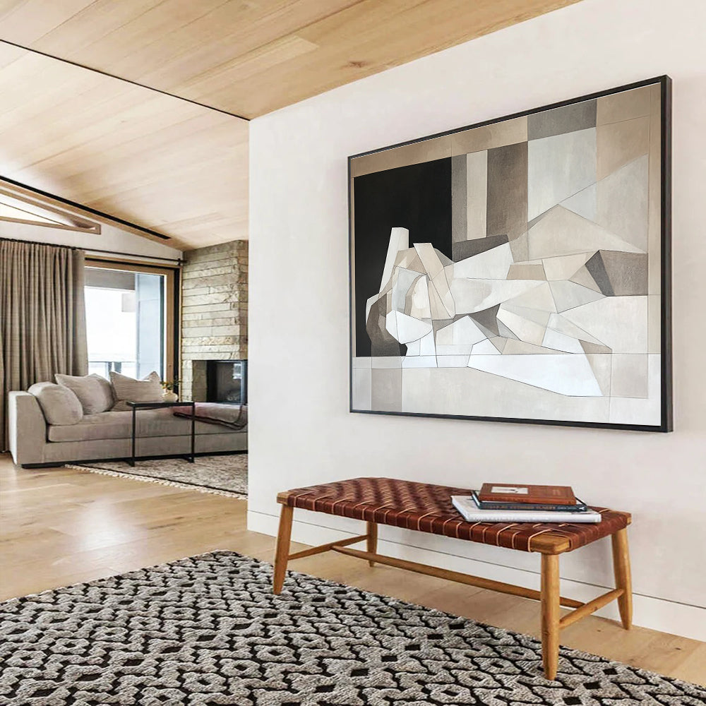 Geometric Neutral Tones Art for Modern Art Museum & Minimalist Office SC457
