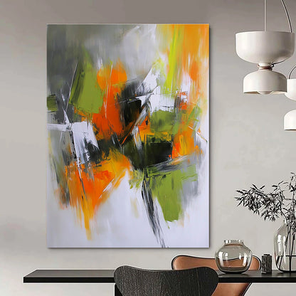Bold Green and Orange Abstract for Modern Living Room & Art Gallery Café STSC769