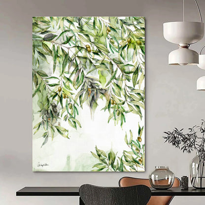 Watercolor Olive Branch Art for Mediterranean - Style Restaurant & Home Kitchen DLZ1090