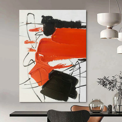 Black, White & Orange Abstract Art for Industrial - Style Kitchen & Modern Art Pop - Up DLZ0824