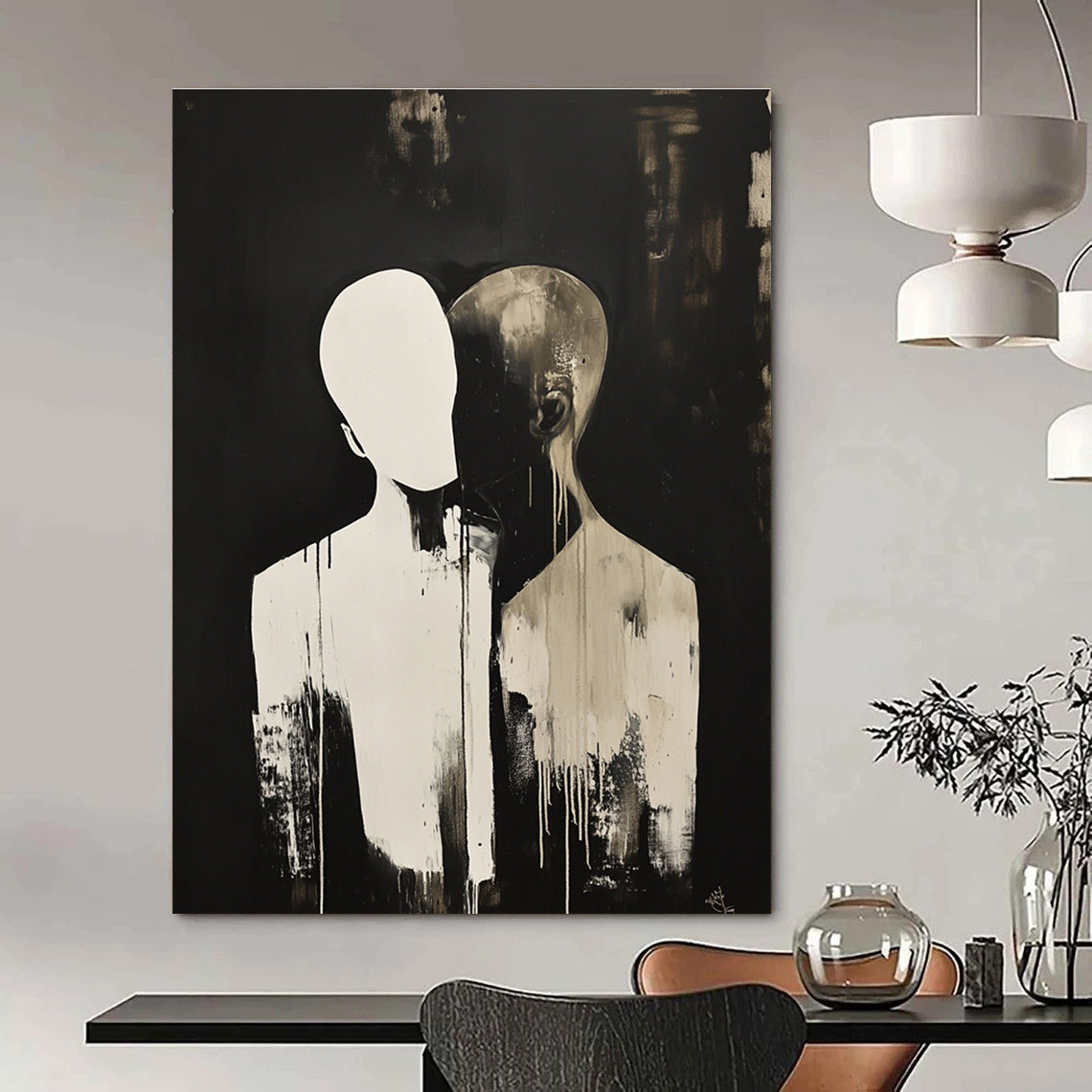 Kissing Figures Art for Romantic Restaurant & Intimate Home Living Room STSC1449