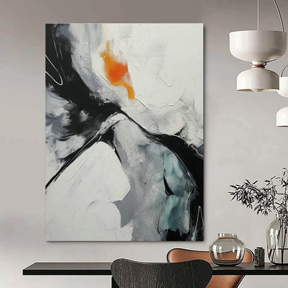 Black - White - Orange Abstract for Urban Loft Apartment & Modern Art Bar DLZ0895