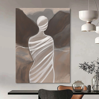Abstract Figure in White Wraps for Minimalist Home Office & Art Gallery STSC1268