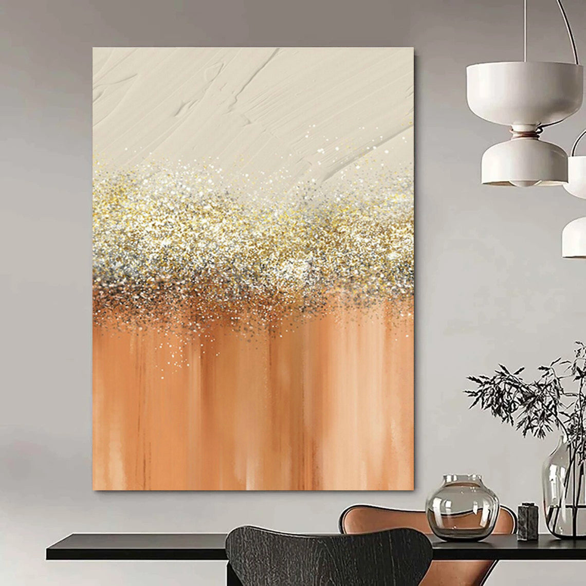 Gold - Glitter Gradient Abstract Art for Wedding Venue & Glamorous Boutique DLZ0665