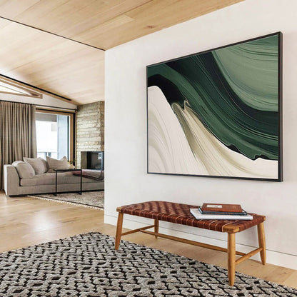 Green - White Flowing Abstract Art for Eco - Friendly Café Lounge Areas DLZ3137