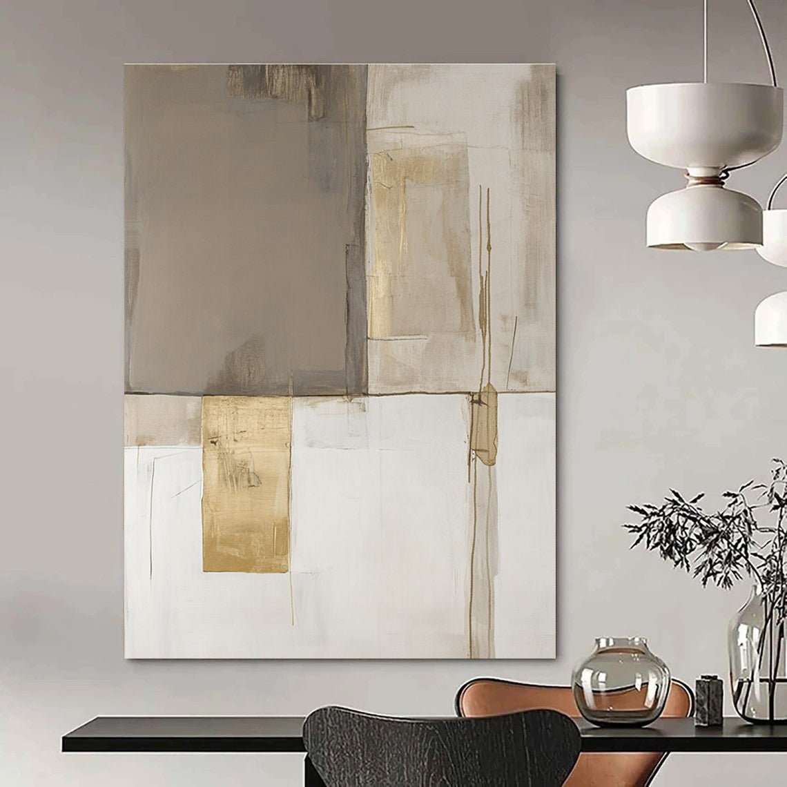 Beige and Gold Minimalist for Contemporary Art Space & Elegant Home Office STSC245