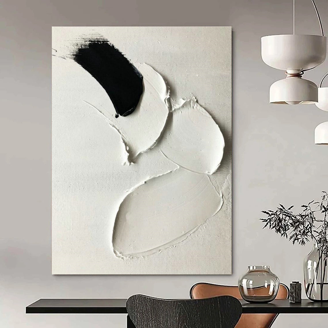 Black - White Textured Art for Monochrome Café & Modern Art Exhibition DLZ2365