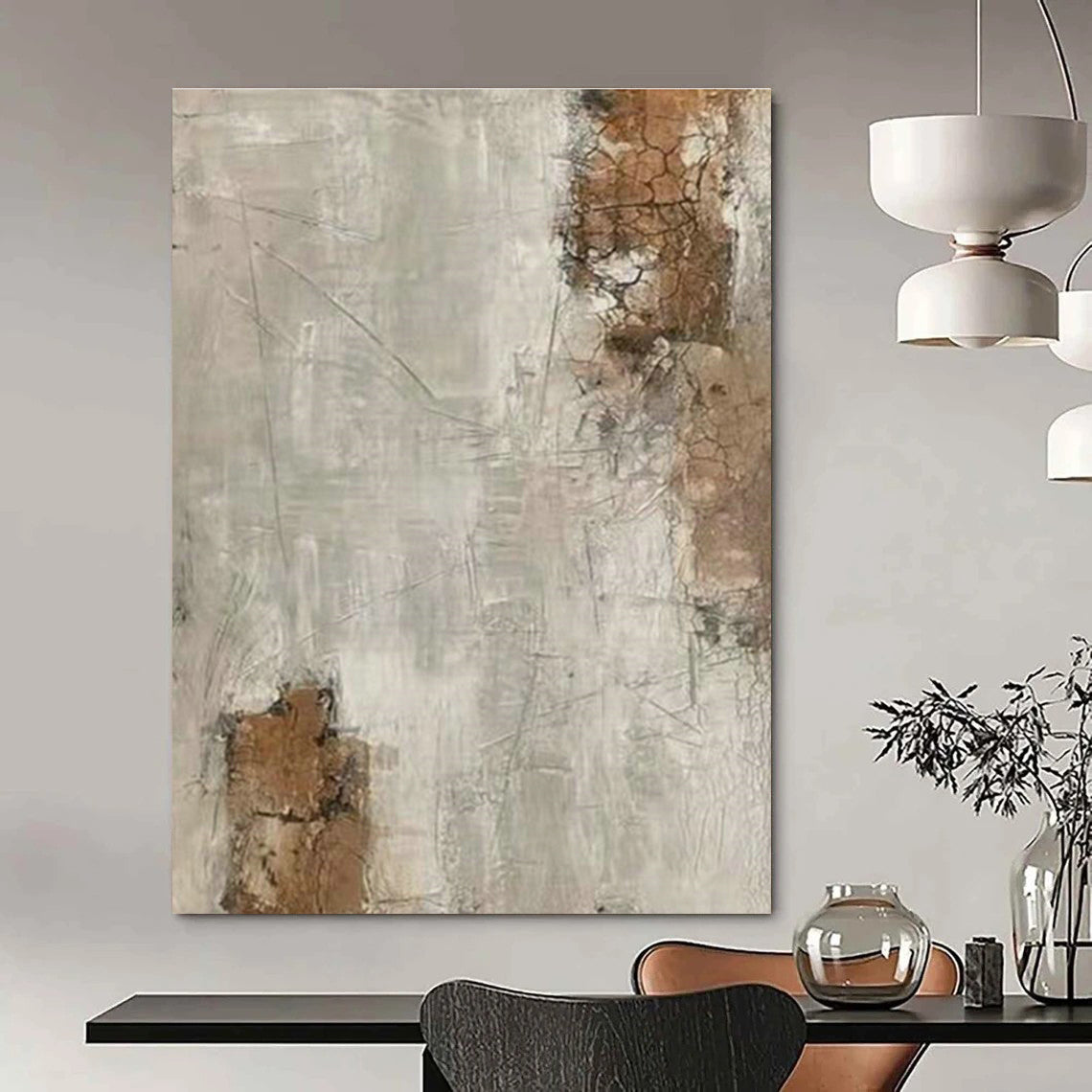 Gray - White Abstract Art for Modern Art Gallery Feature Walls DLZ0187