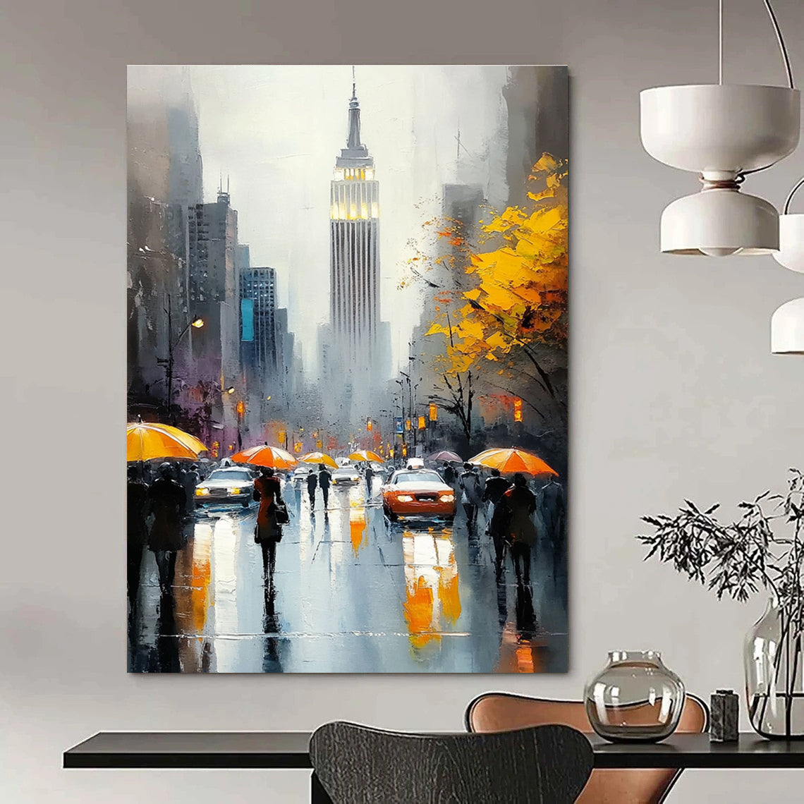 Rainy City Street with Umbrellas for Urban Loft & Rainy Day Café STSC1137