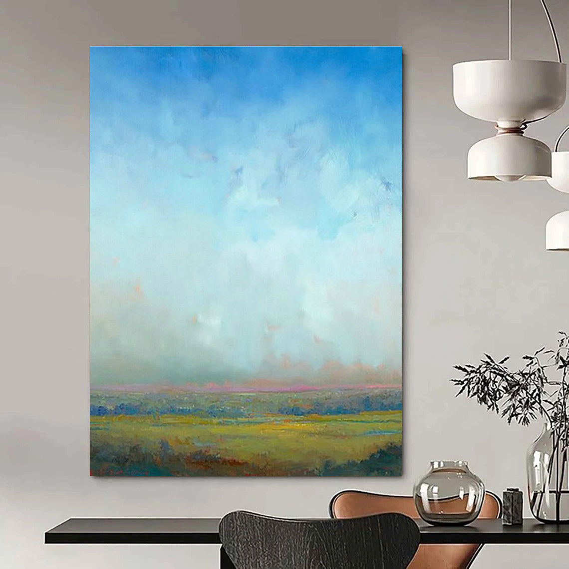 Soft - Toned Plain Landscape for Minimalist Farmhouse & Serene Yoga Studio DLZ0942