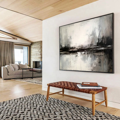 Black - White - Gray Landscape Abstract Art for Modern Monochrome Bedrooms DLZ2537