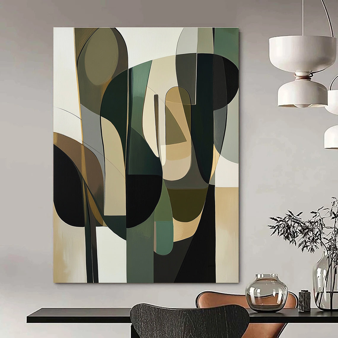 Geometric Green and Brown Abstract for Botanical - Themed Spa & Eco - Friendly Boutique STSC794