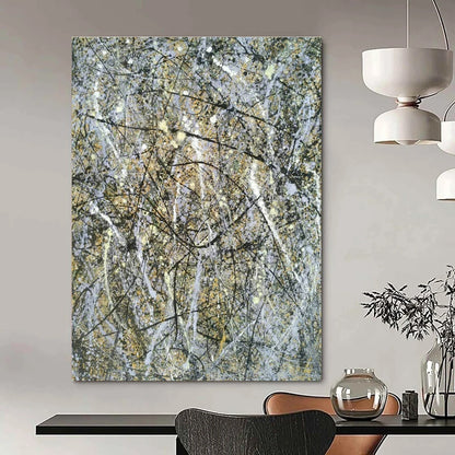Gray - Gold Splatter Abstract Art for Corporate Executive Office & Art - Inspired Library DLZ1797