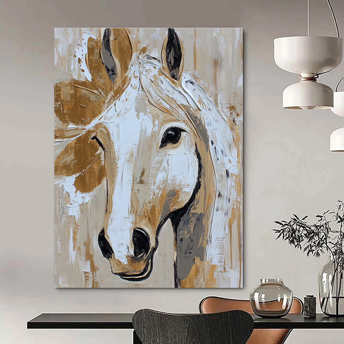 Textured Horse Head Art for Equestrian Home & Bar STSC073