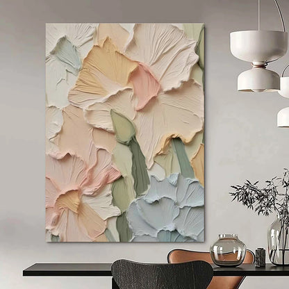 Textured Pastel Flower Art for Bohemian Bedroom & Garden - Themed Café DLZ1400