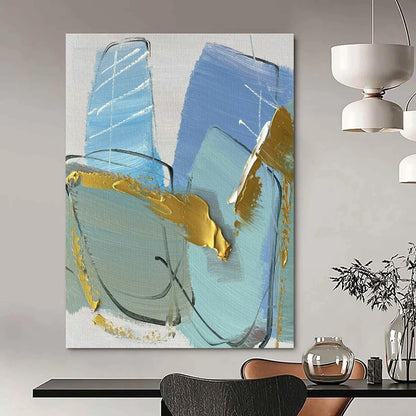 Blue - Gold Abstract Art for Coastal Villa & Art - Forward Bar DLZ0809