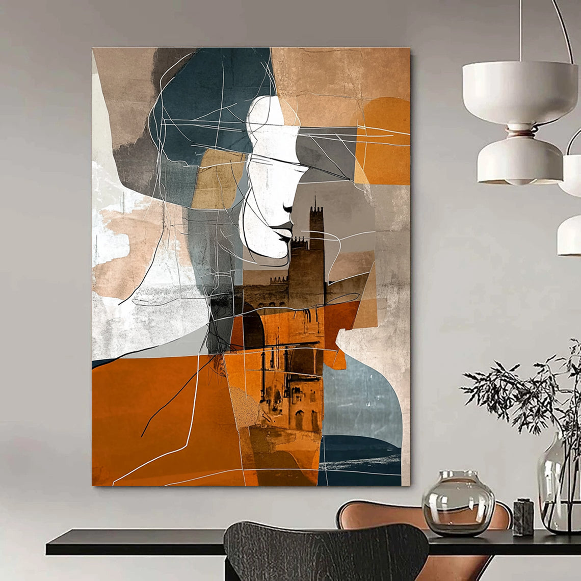 Abstract Portrait with Architecture for Modern Living Room & Art Gallery STSC540