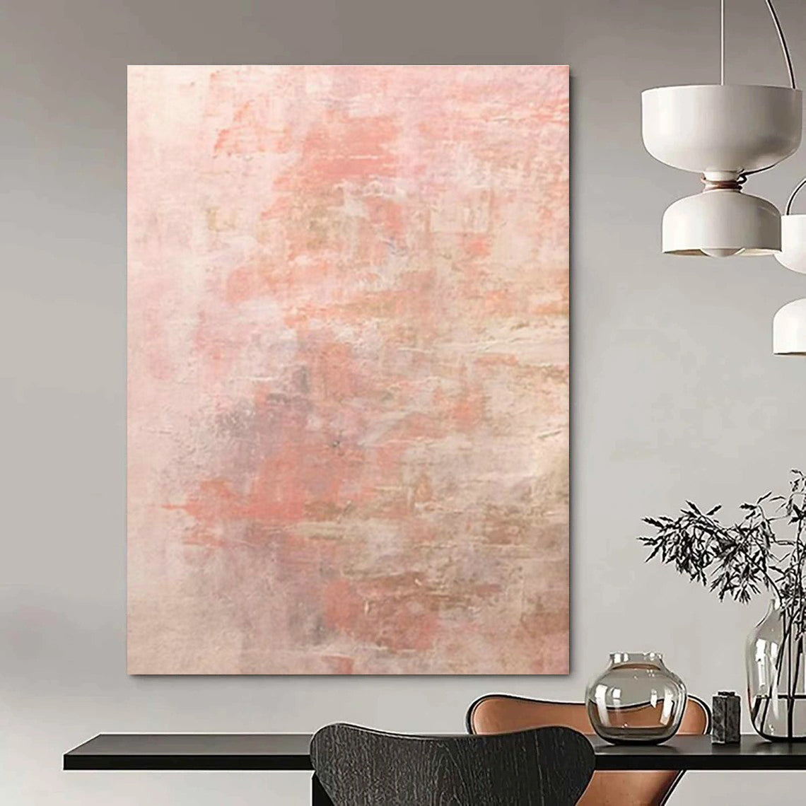 Pink - Gray Abstract Art for Feminine - Themed Bridal Suite Bedrooms DLZ0015