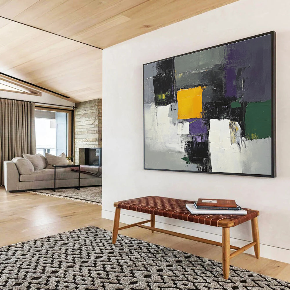 Gray - Based Color Block Abstract Art for Contemporary Lobby & Urban Apartment SC324