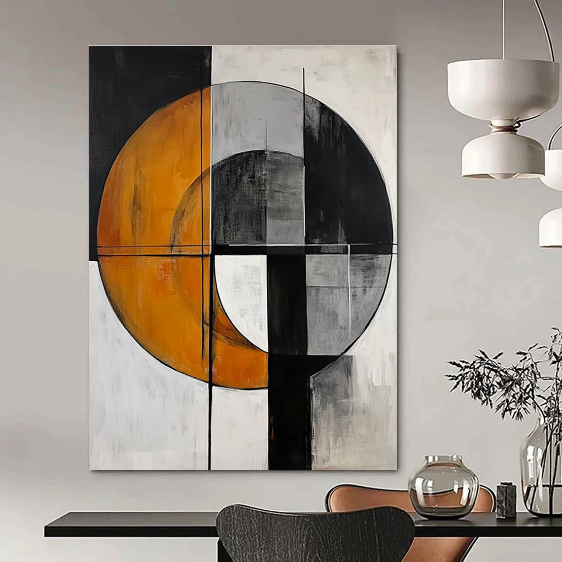 Circular Geometric Abstract for Luxury Hotel Lobby & Contemporary Home STSC208