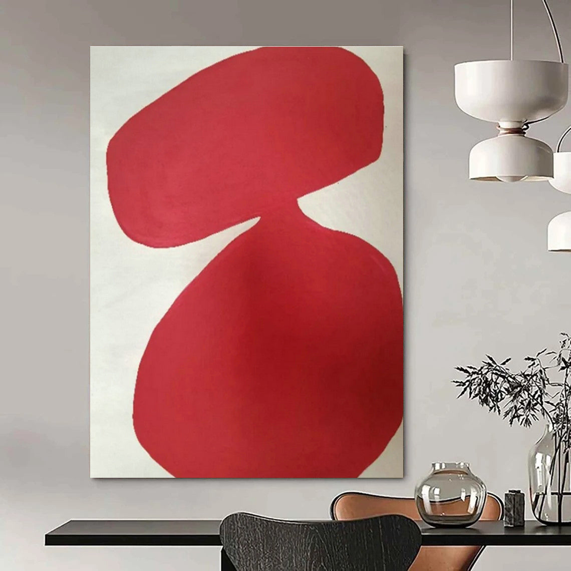 Gray - White - Red Geometric Art for Mid - Century Modern Home & Art - Centric Library DLZ1894