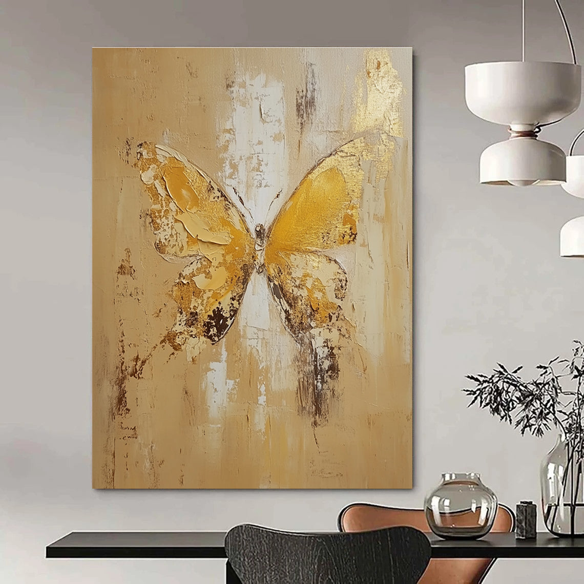 Textured Gold Butterfly for Elegant Bedroom & Sophisticated Living Room STSC252