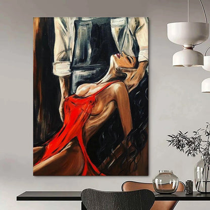 Sensual Red - Dressed Figure Art for Romantic Restaurant & Art - Themed Bedroom DLZ2311