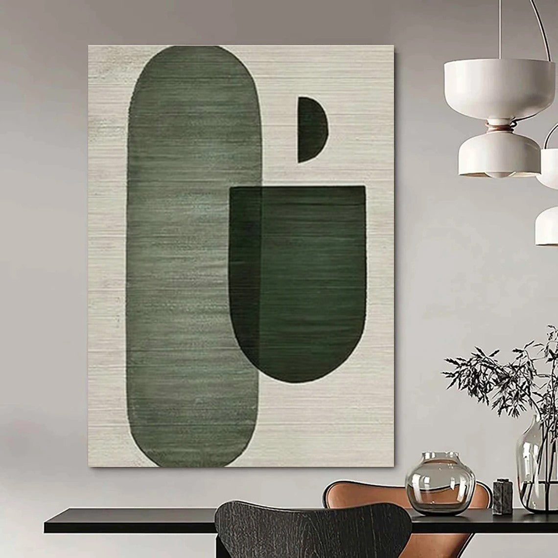 Green - Gray Geometric Abstract Art for Scandinavian Home & Design Studio DLZ1139