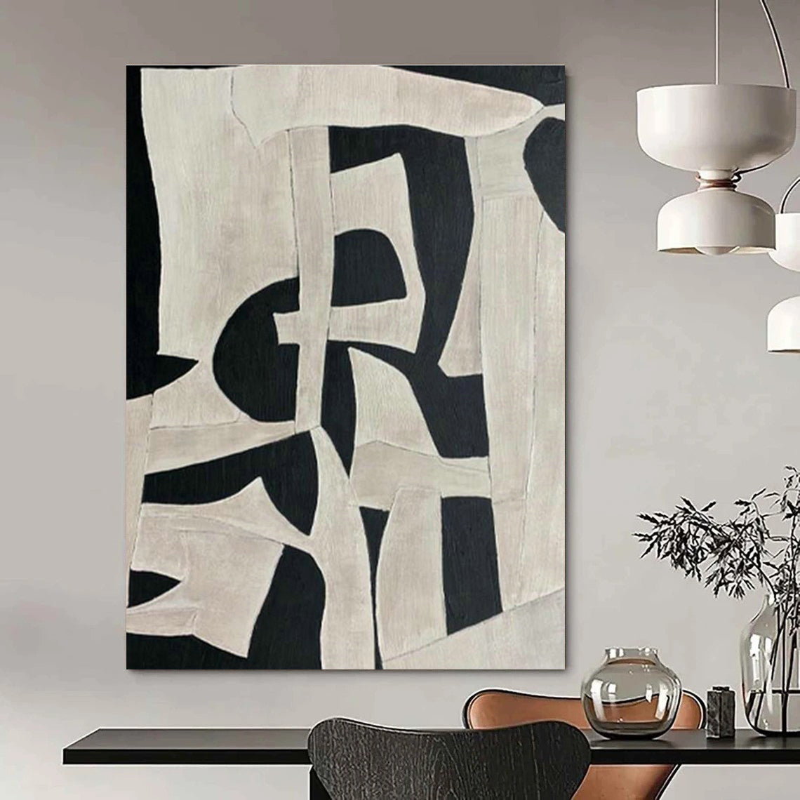 Black - White Geometric Art for Contemporary Office Breakout Areas DLZ0219