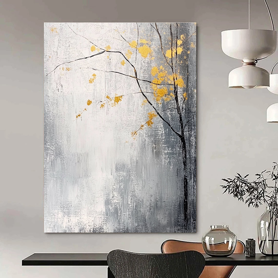 Grey and Gold Tree Branches for Scandinavian - Style Home & Nature - Themed Café STSC395