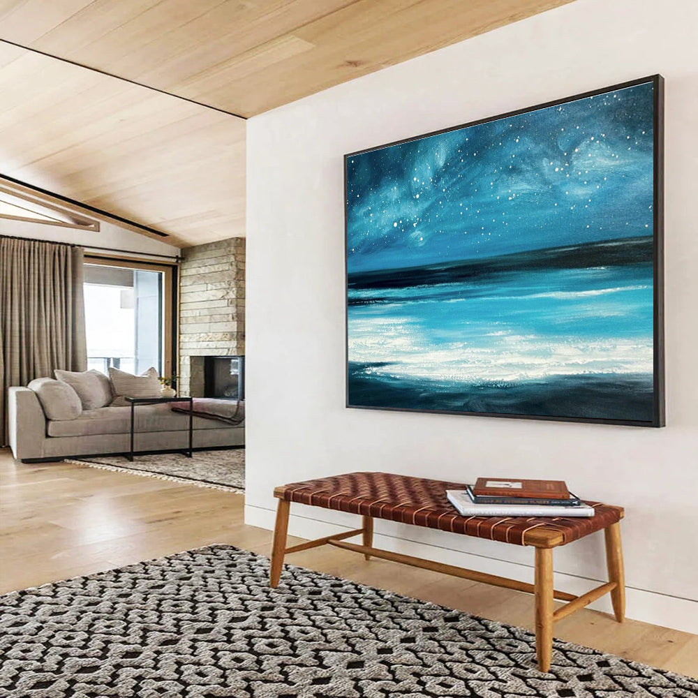 Starry Sea View Oil Painting for Celestial - Themed Bedrooms DLZ2488