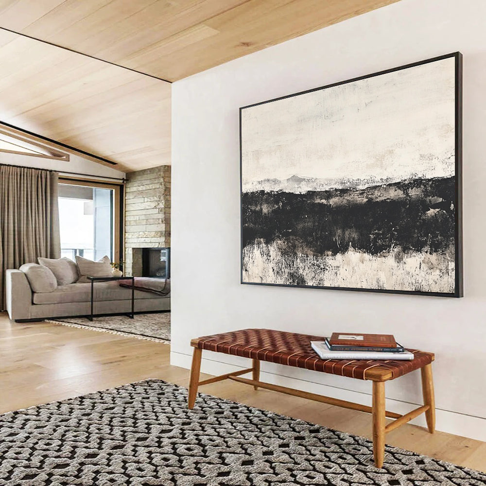 Abstract Monochrome Horizon Art for Spiritual Retreat & Minimalist Bedroom SC014