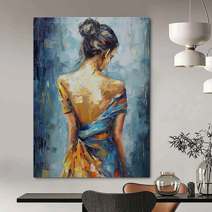 Woman’s Back View Oil Painting for Bohemian Bedroom & Artistic Fashion Studio DLZ1551