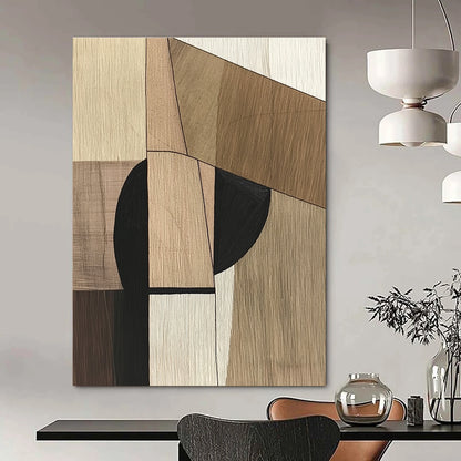 Geometric Wood - Tone Abstract for Mid - Century Modern Home & Minimalist Office STSC541
