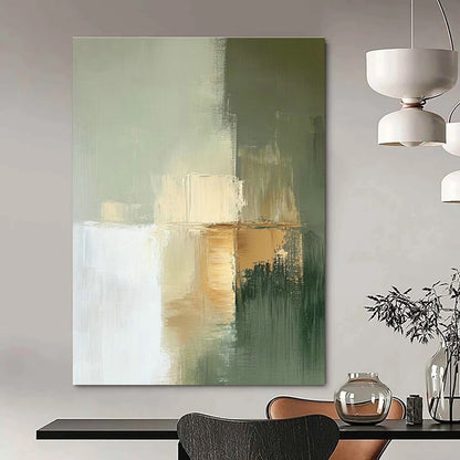 Light Green - Gold Abstract Art for Modern Office Lounge & Scandinavian Bedroom DLZ1650